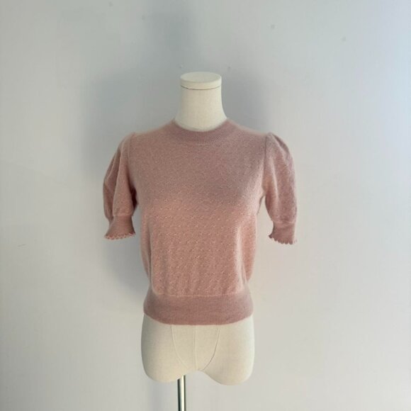 Frame Ruched Sleeve Cashmere Wool Sweater In  Pink | Womens Size Small - Picture 1 of 4